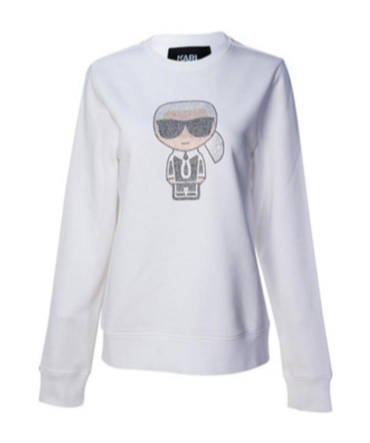 Karl Lagerfeld Printed Sports Sweater In White