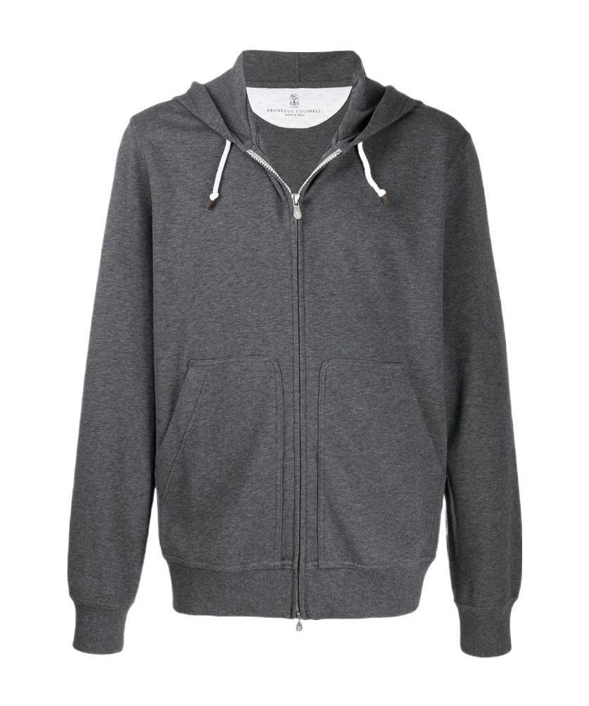 Brunello Cucinelli Cotton Zip-up Hoodie In Black