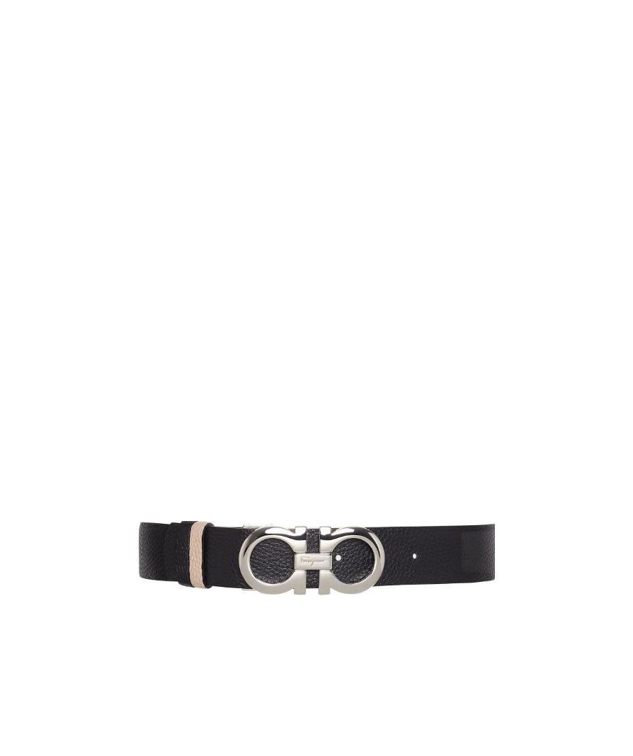 Ferragamo Salvatore Gancini Reversible Buckle Belt In Black