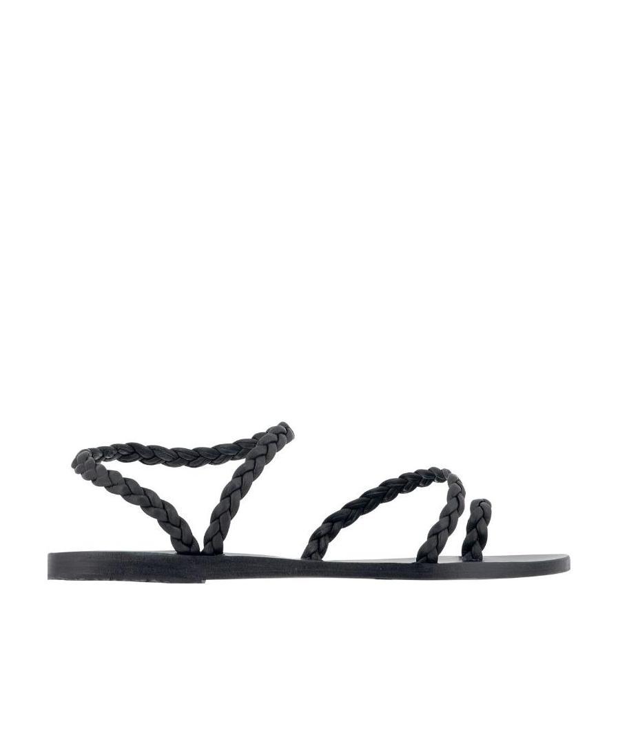 Ancient Greek Sandals Eleftheria Braided Leather Sandals In Black