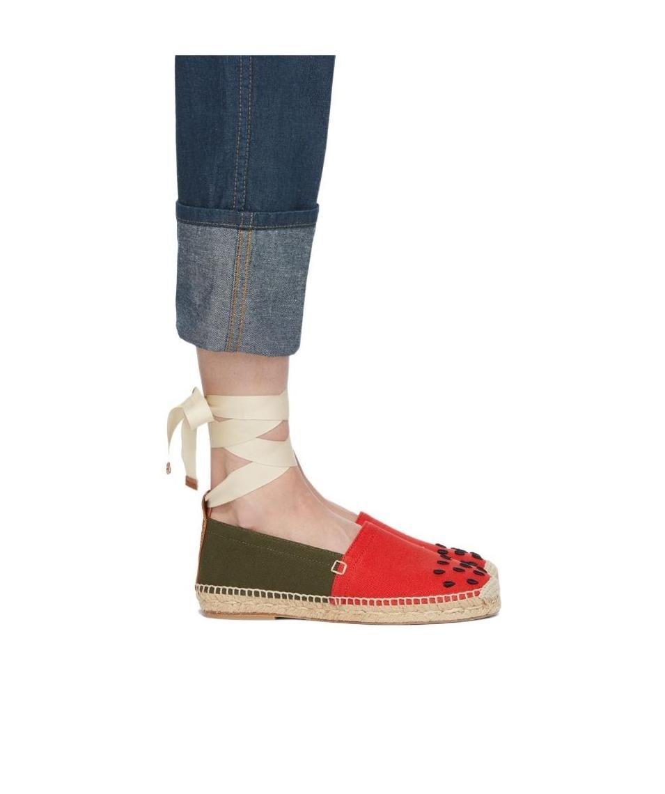 Loewe Lace Straw Shoes In Multicolor