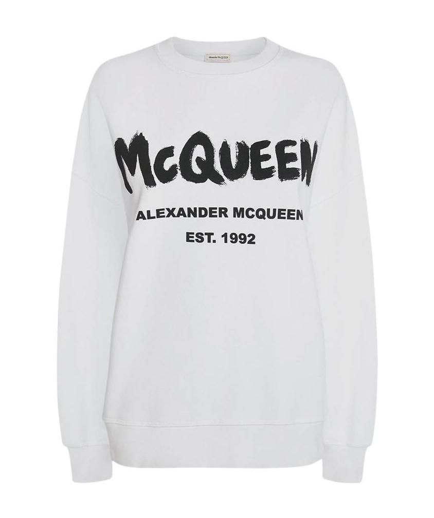 Alexander Mcqueen Printed Cotton-jersey Sweatshirt In White