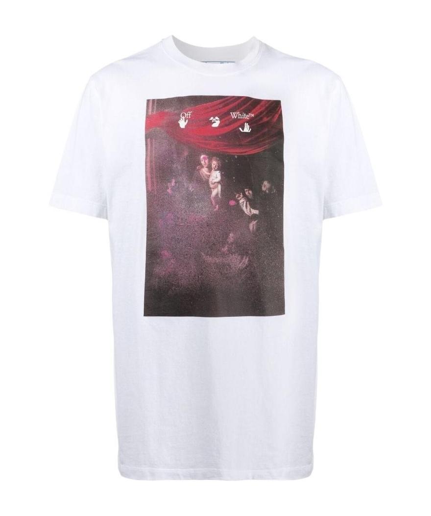 Off-white Caravaggio-print Arrow T-shirt In White