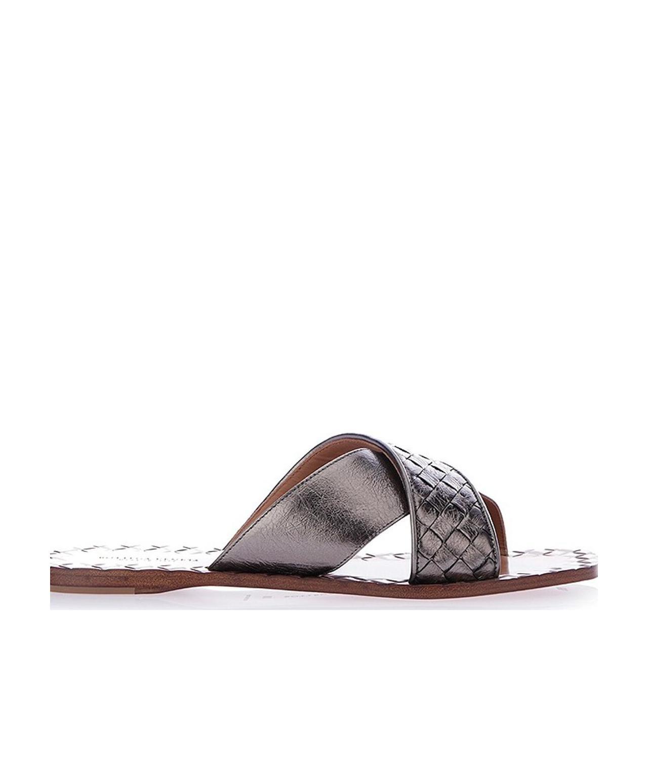 Bottega Veneta Inrecciato Knitted Sandals In Gray