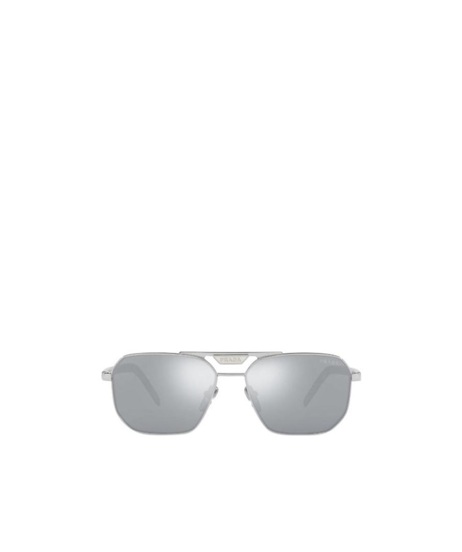 Prada Eyewear Rectangular Frame Sunglasses In Gray