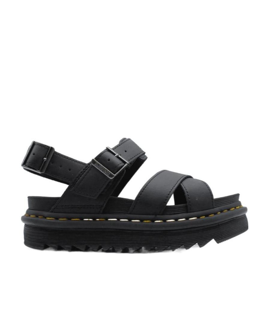 Dr. Martens' Logo Flat Sandals In Black