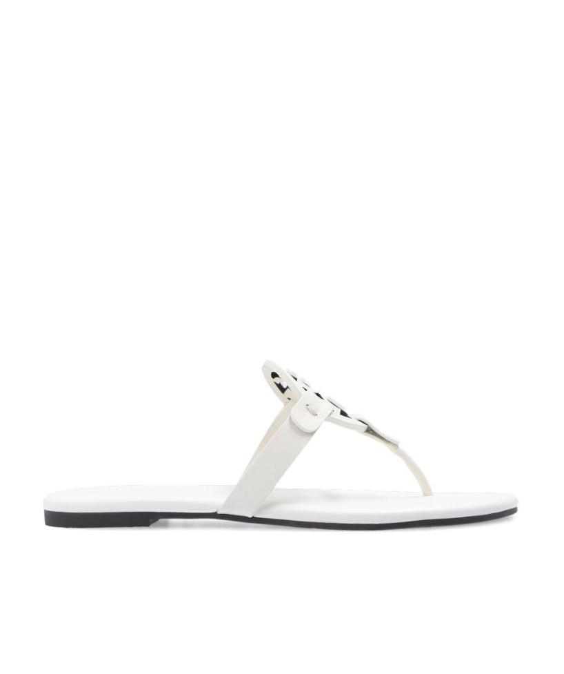 Tory Burch Miller Soft Leather Thong Sandals In White