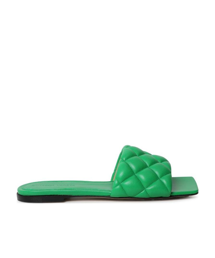 Bottega Veneta Padded Stretch Flat Sandals In Green