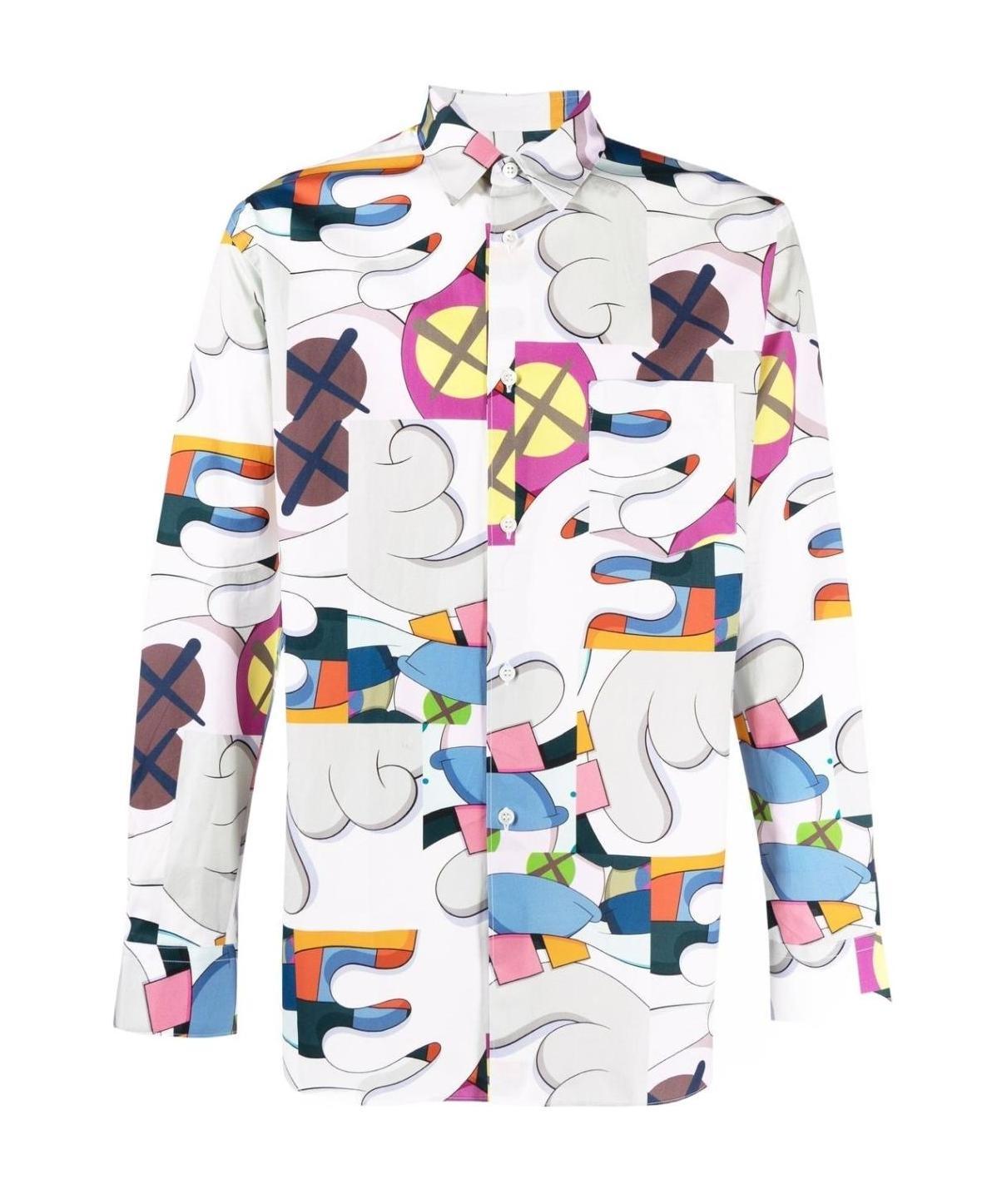 Comme Des Garçons Cartoon-print Long-sleeved Shirt In White