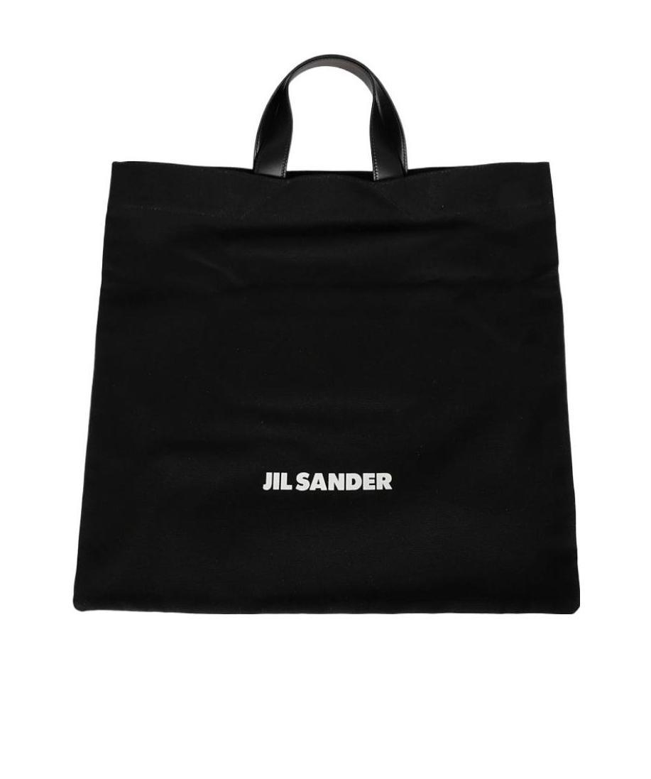 Jil Sander Medium Double Leather Top Handle Tote Handbag In Black