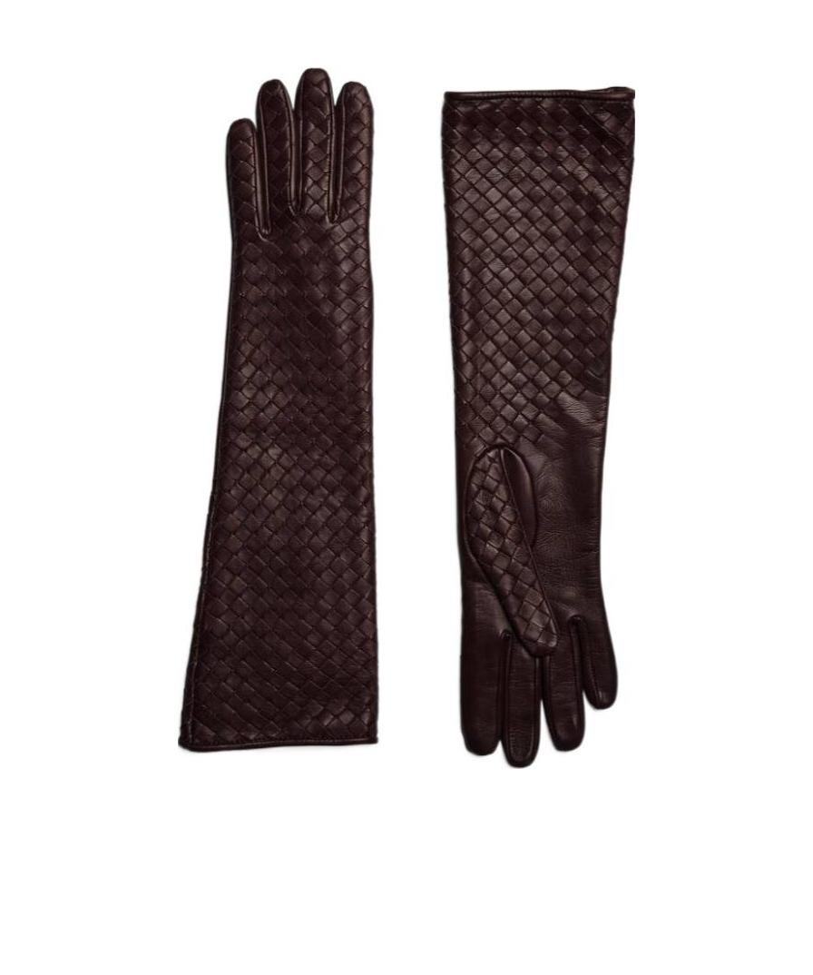 Bottega Veneta Leather Medium-length Gloves In Black