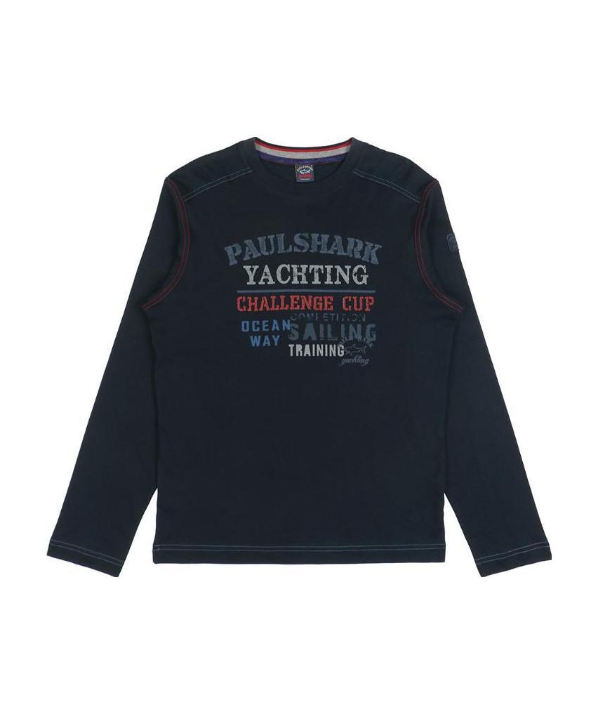 Shop Paul & Shark Logo Printed Long-sleeved T-shirt In Black