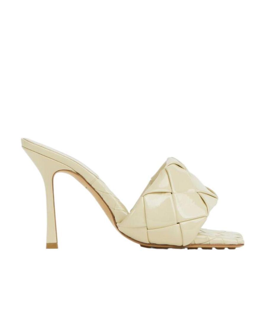 Bottega Veneta Logo High-heeled Sandals In Gray