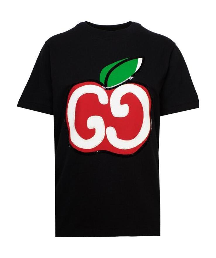 Gucci Gg Apple Logo T-shirt In Black