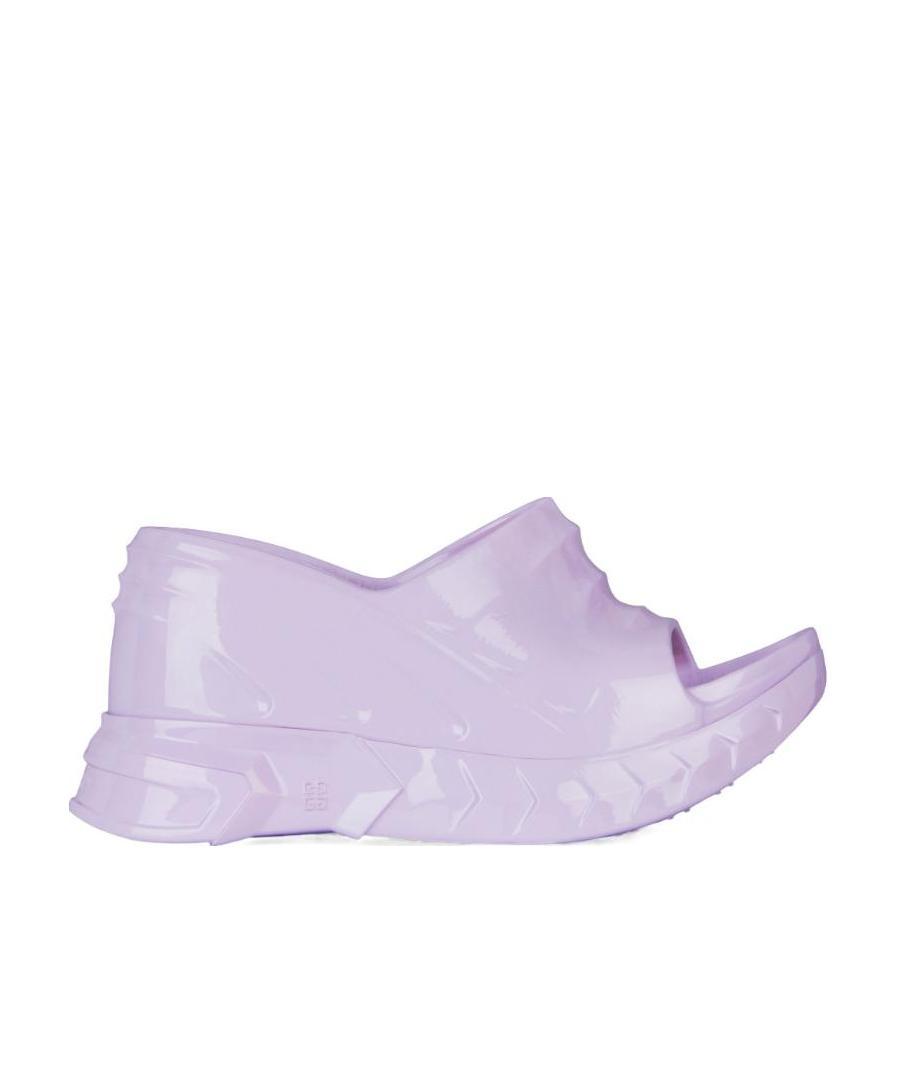 Givenchy Logo Round Head Slope Heel Sandals In Lilac