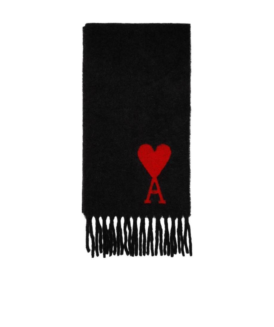 Ami Alexandre Mattiussi Ami De Coeur Wool Scarf In Red