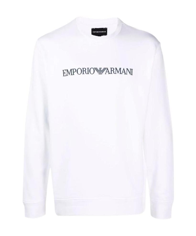 Emporio Armani Logo Print Long-sleeved Sweatshirt In White