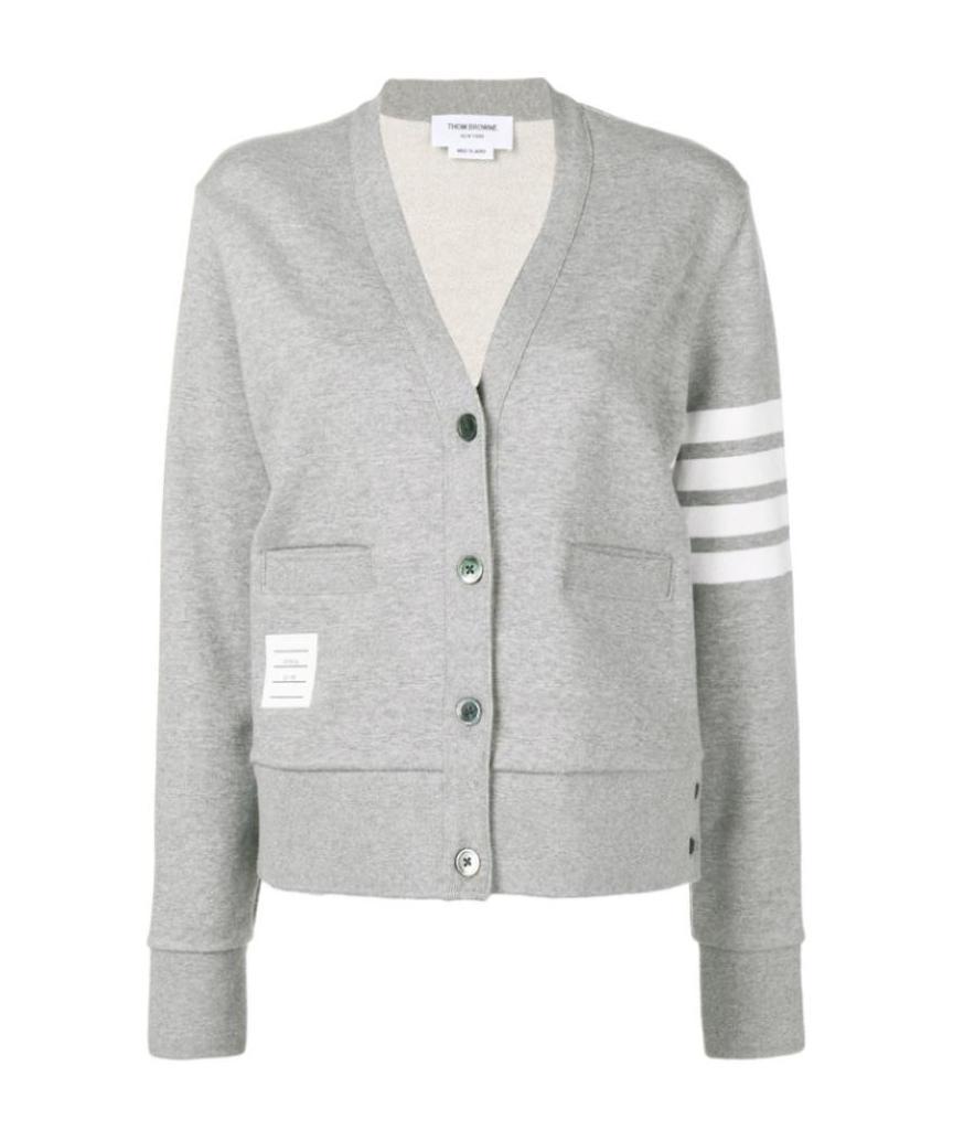 Thom Browne 4-bar Stripe Cardigan In Gray