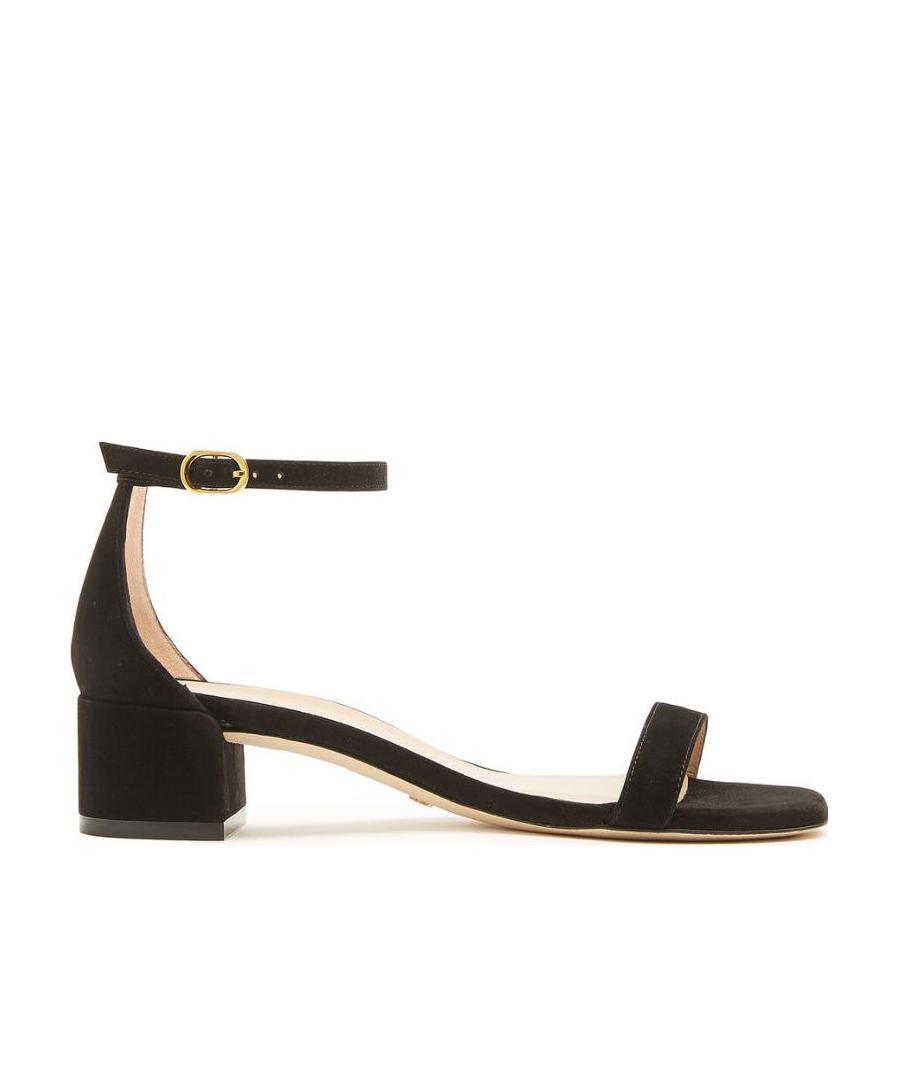 Stuart Weitzman Black Leather Sandals In Black