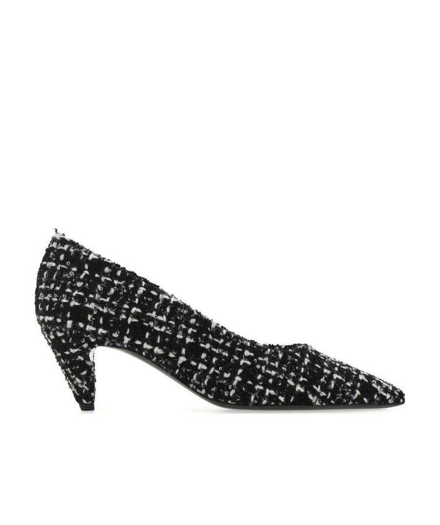 Saint Laurent Tweed Pointed Pumps In Black