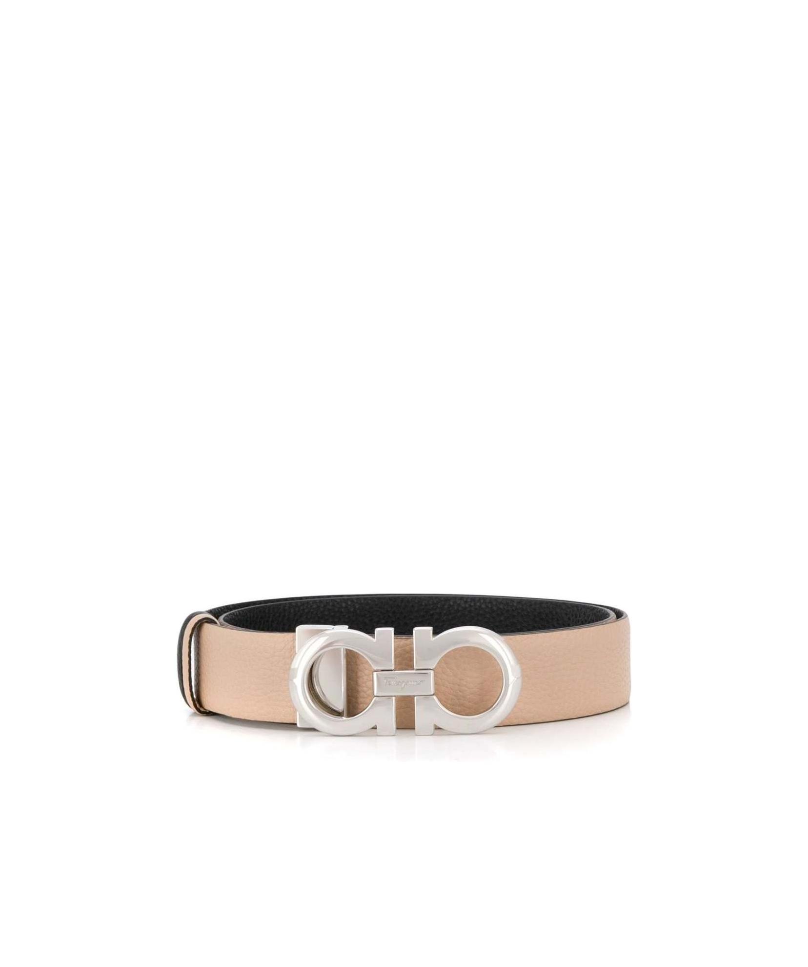 Ferragamo Gancini Reversible Leather Belt In Nude