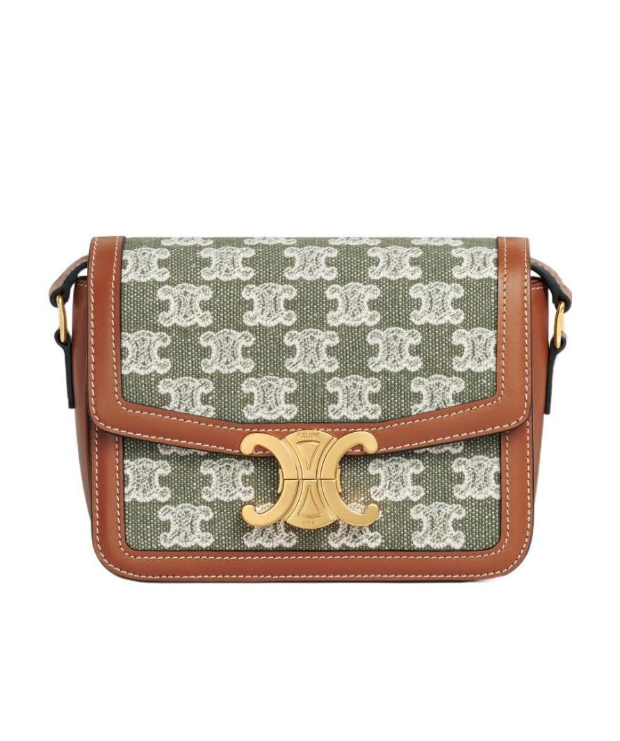 Celine Embroidered Fabric Cow Leather Handbag In Multicolor