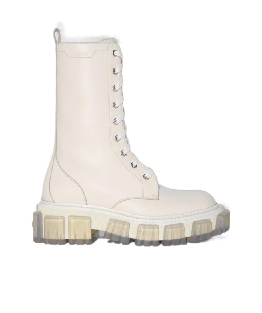 Amiri White Lug Combat Boots In White