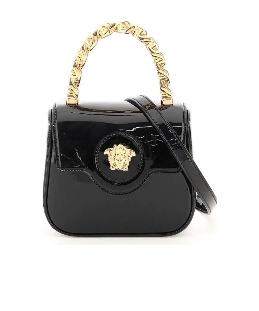 Versace La Medusa Leather Mini Bag In Black
