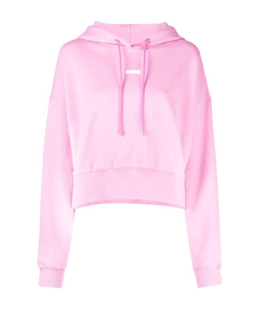 Msgm Logo Printed Drawstring Hoodie In Pink