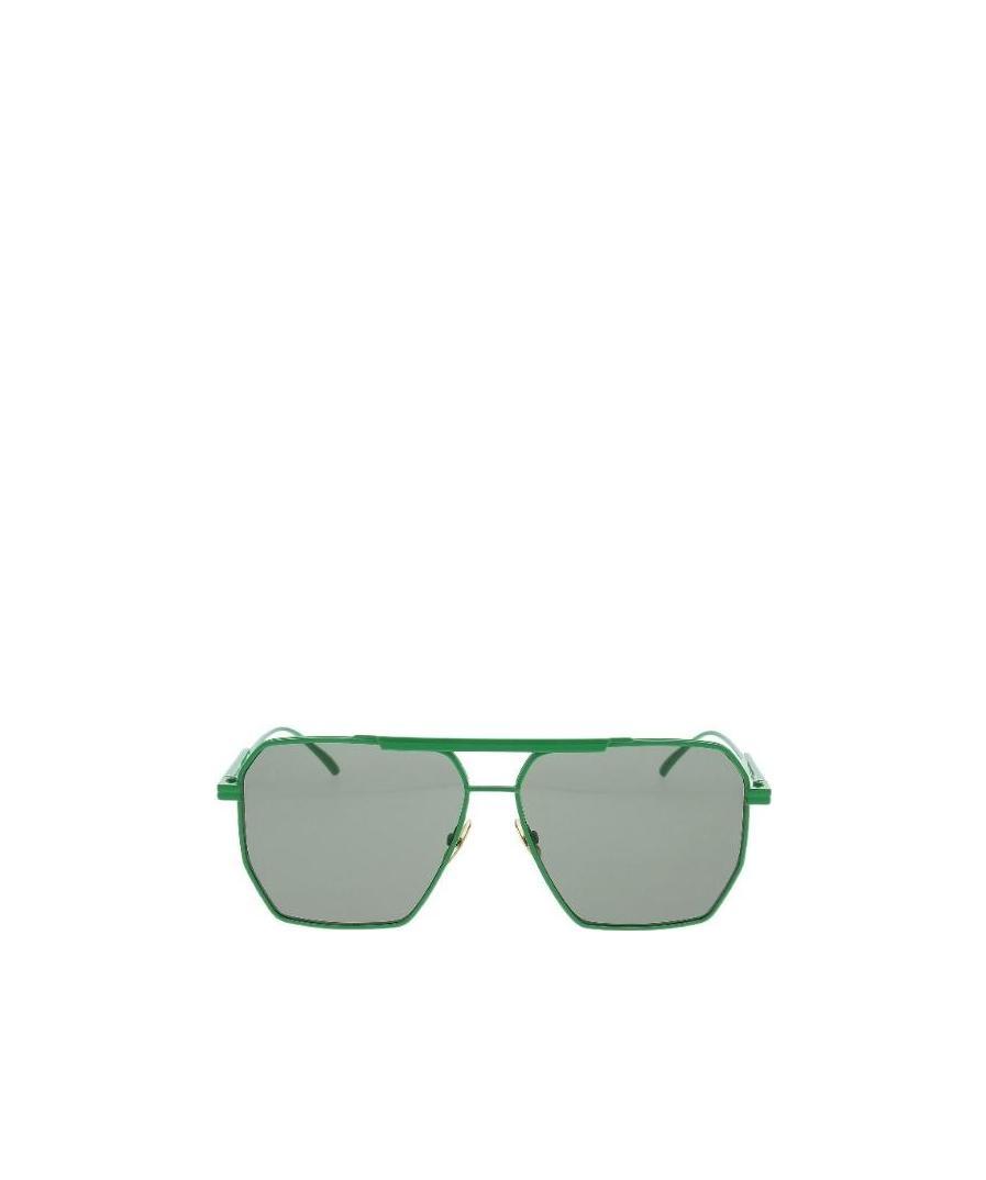 Bottega Veneta Geometric Pilot-frame Sunglasses In Gray