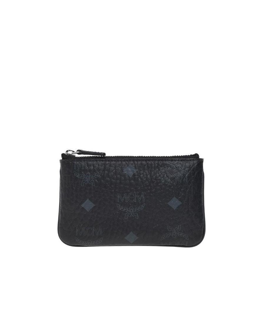 Mcm Mini Monogram-print Key Pouch In Gray