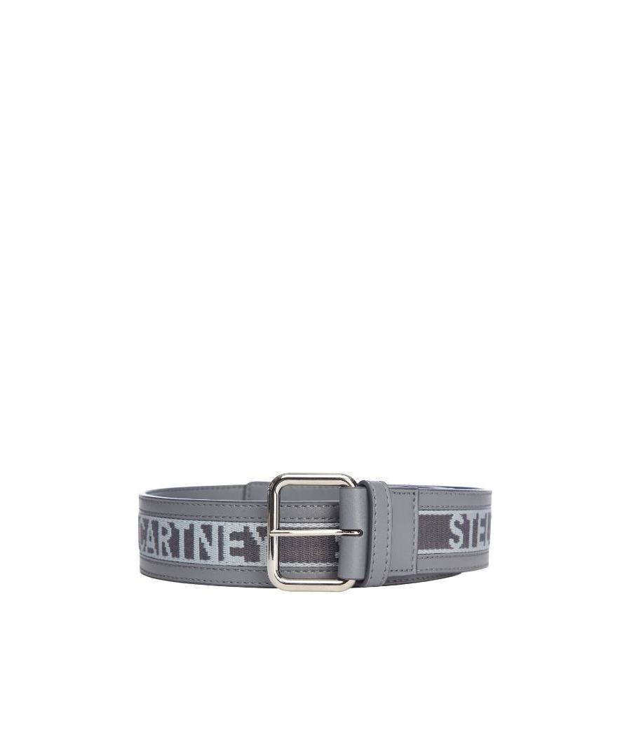 Stella Mccartney Logo Belt In Gray