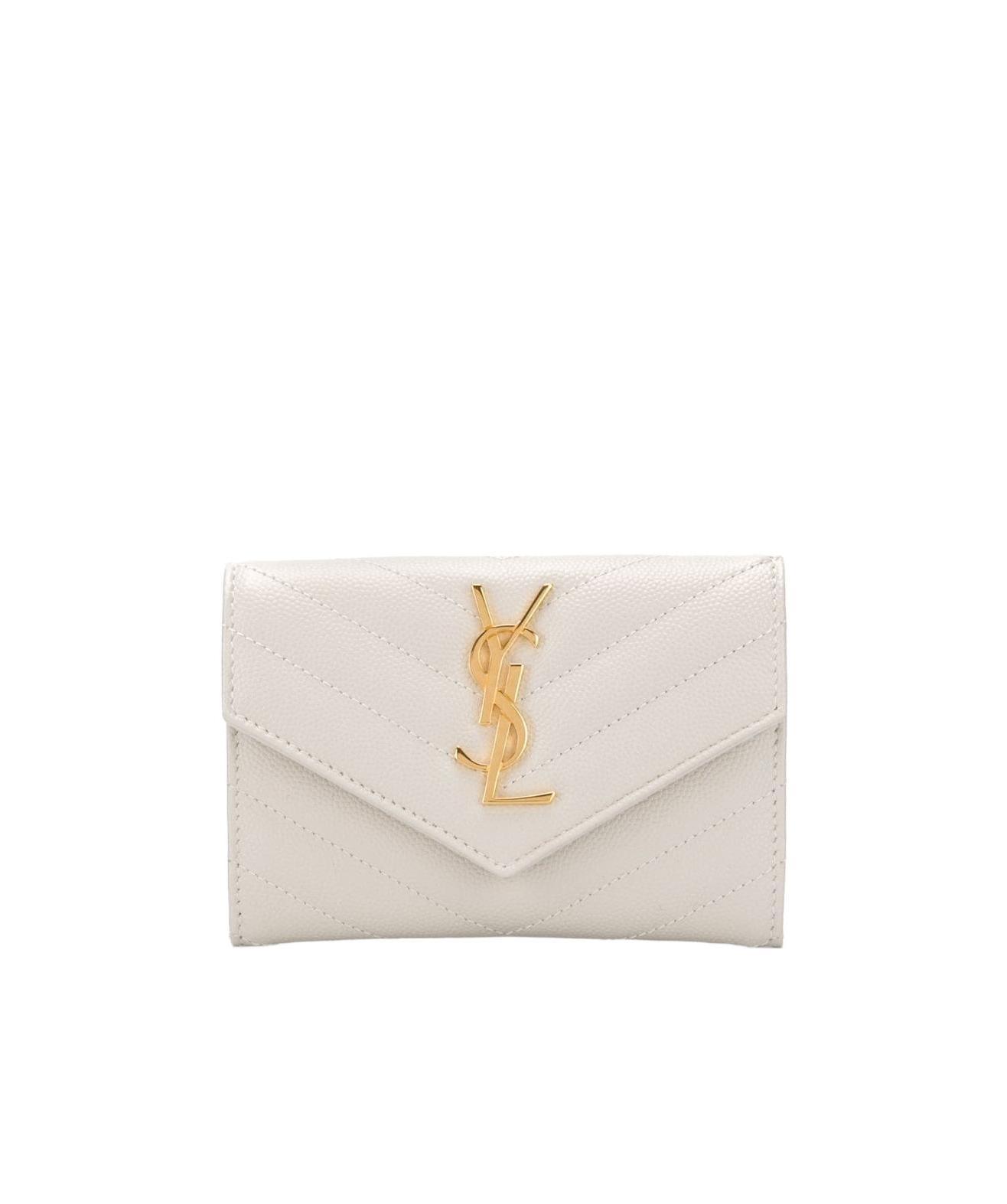 Saint Laurent Small Monogram Envelope Wallet In White