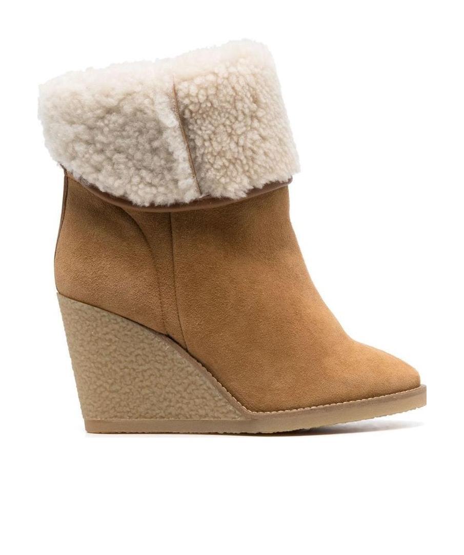 ISABEL MARANT TOTAM SHEARLING TRIM WEDGE BOOT
