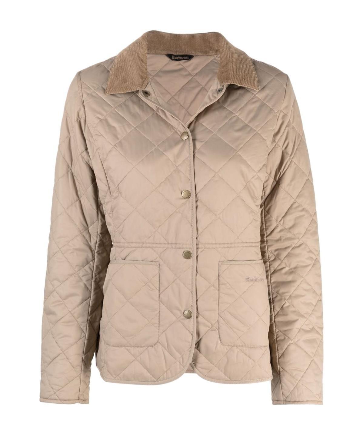 Barbour Corduroy Collar Quilted Jacket In Nude