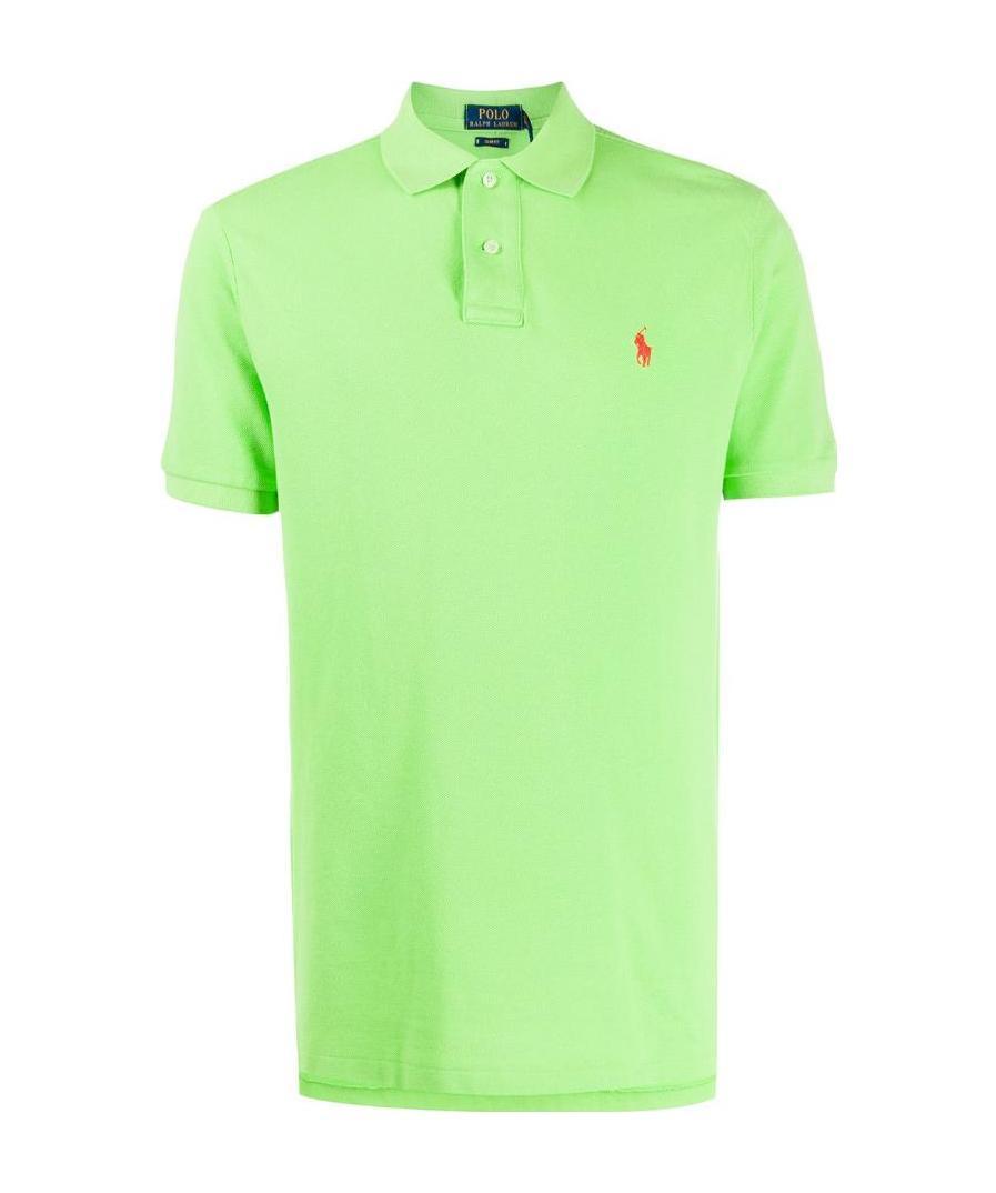 Shop Polo Ralph Lauren Embroidered Logo Polo Shirt In Green