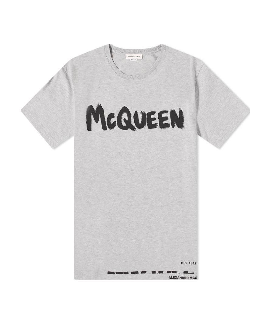 Alexander Mcqueen Logo-print Cotton T-shirt In Gray