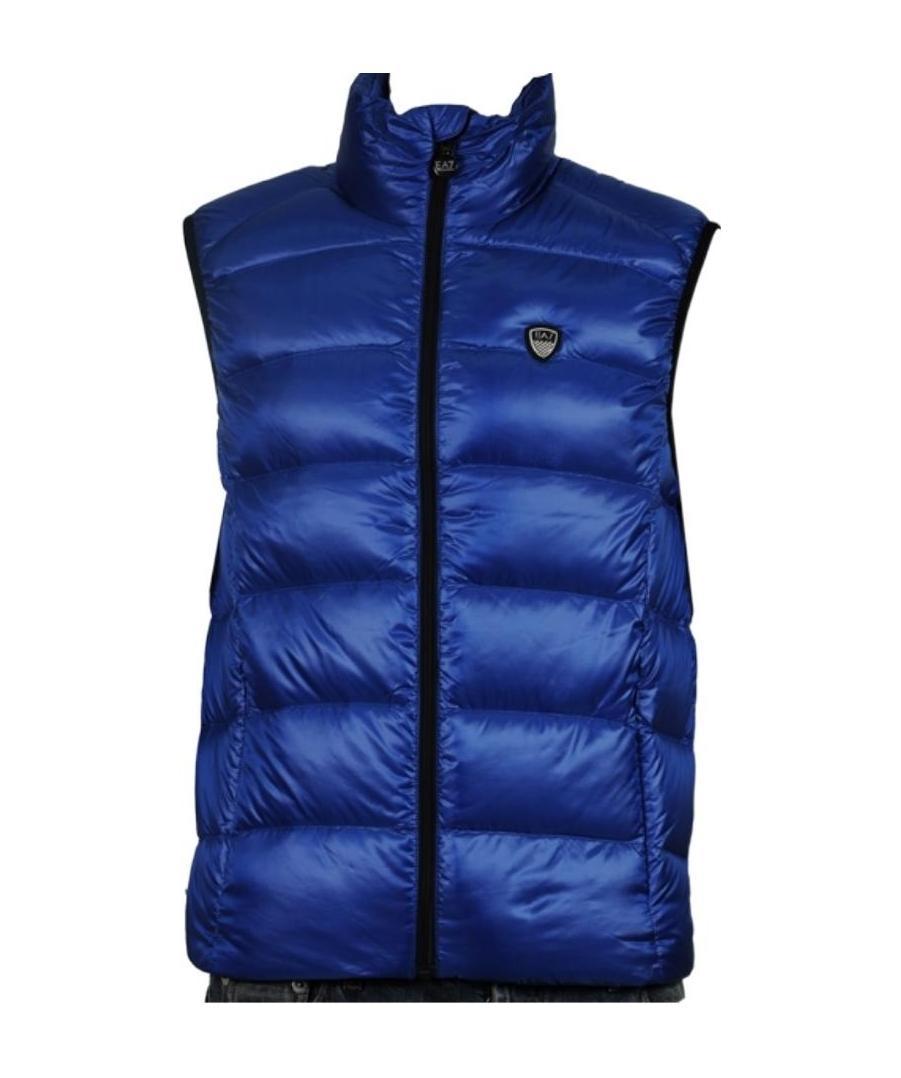 Ea7 Logo Details Vest Down Jacket In Blue