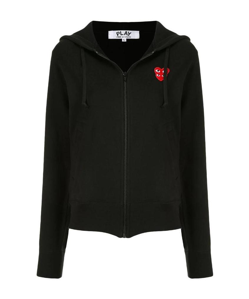 Comme Des Garçons Play Heart Motif Zip Hoodie In Black
