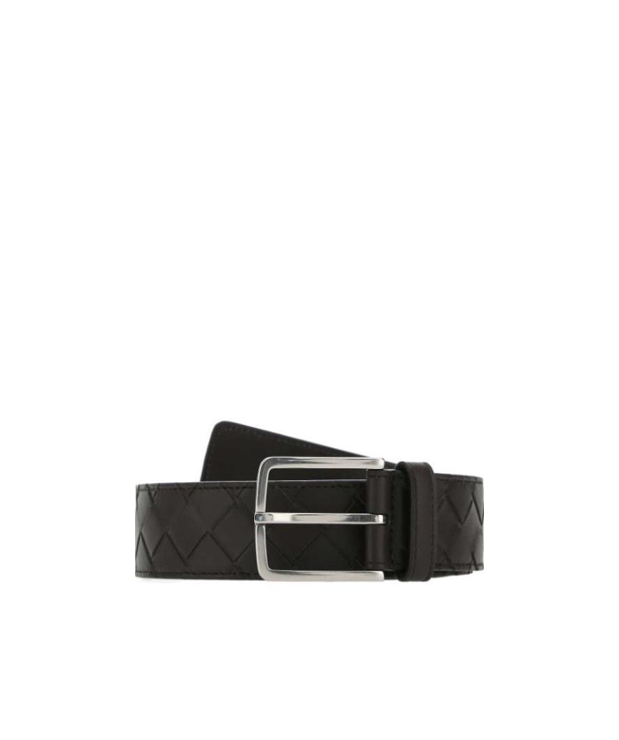 Bottega Veneta Adjustable Length Leather Belt In Black