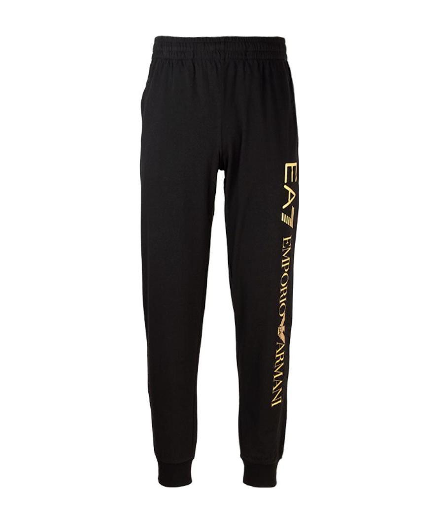 Ea7 Elastic Waist Casual Pants In Black