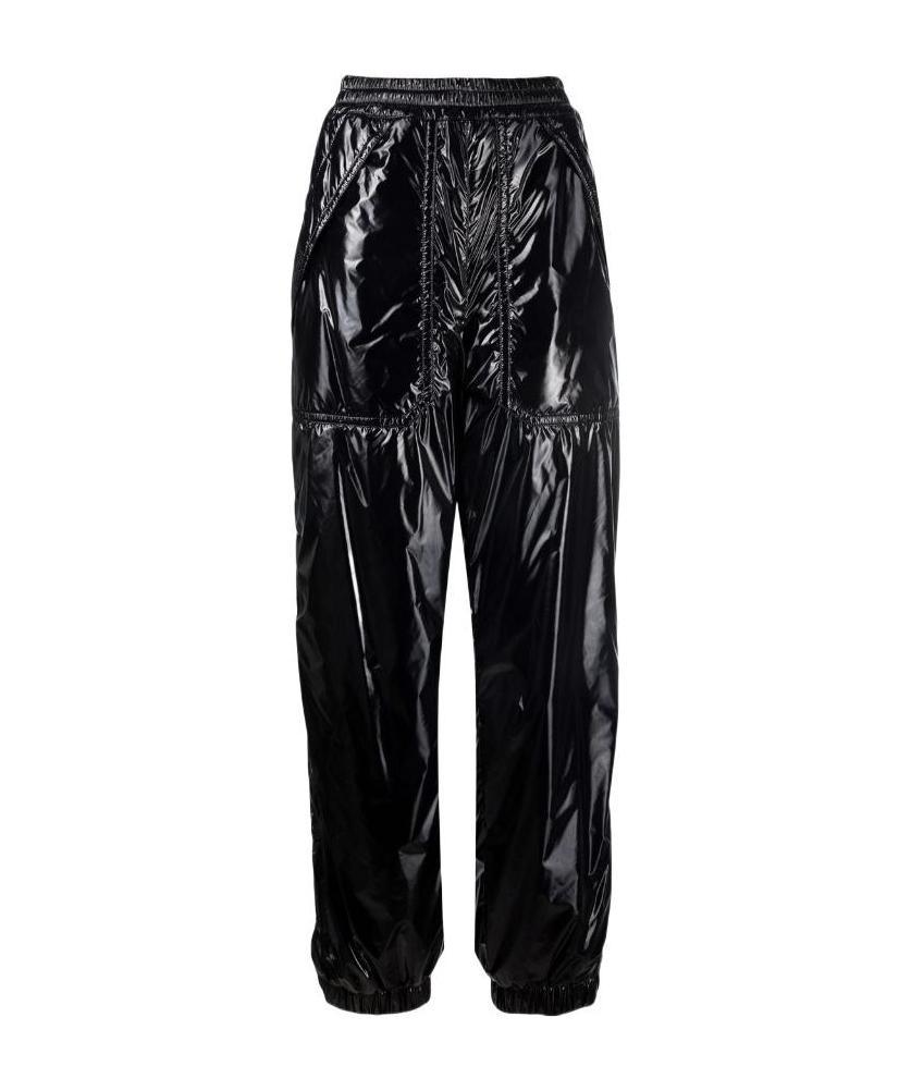 Moncler Elasticated-waist Patent Trousers In Black