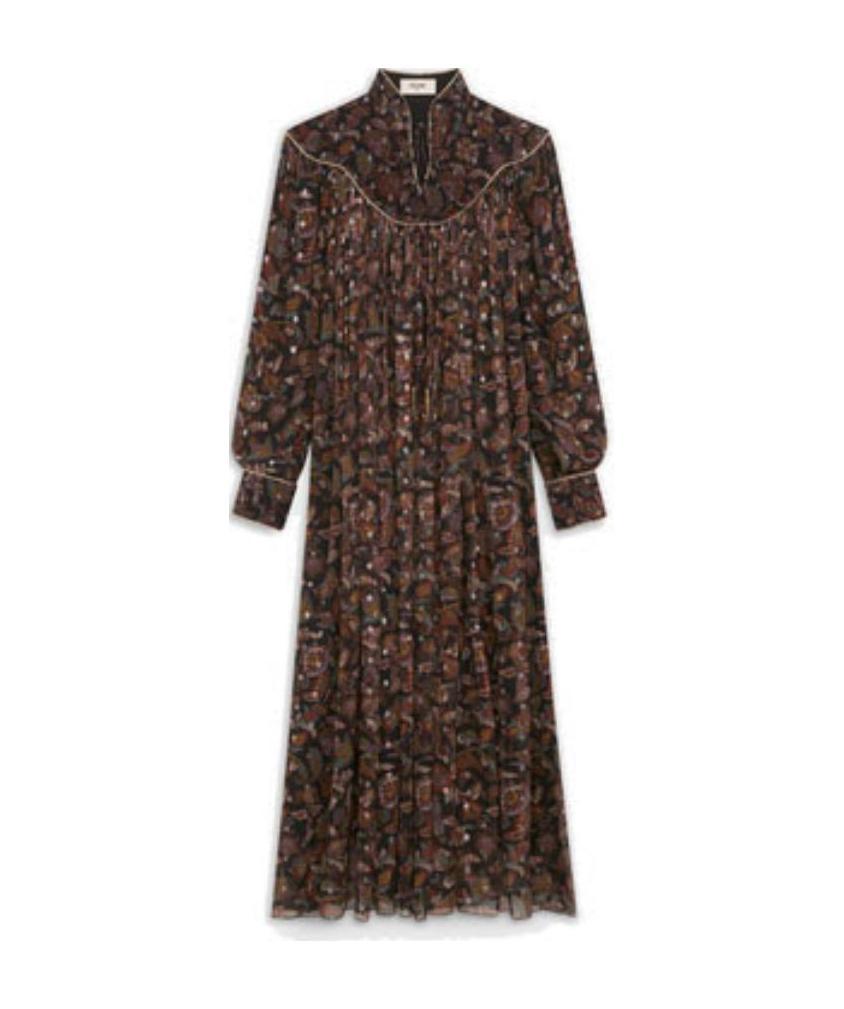 Celine Folk Dress In Silk Georgette