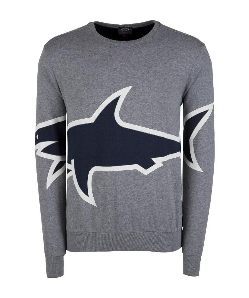 Paul & Shark Round-necked Logo Sweater In Gray