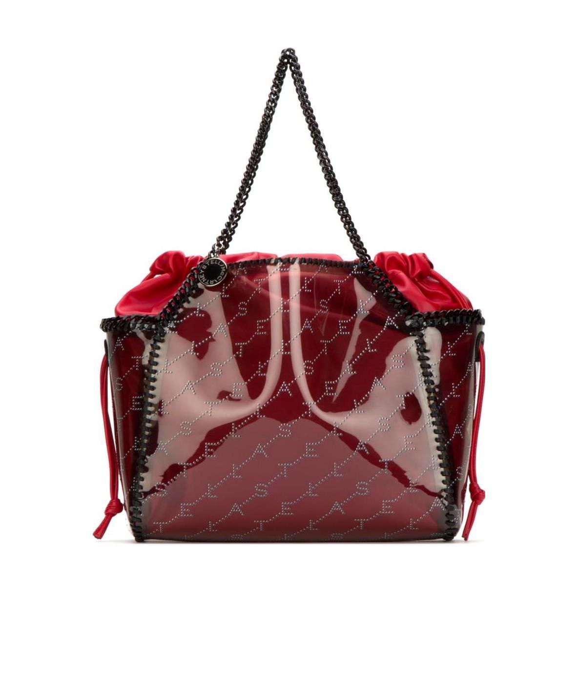 Stella Mccartney Falabella Plastic Transparent Tote Bag In Red