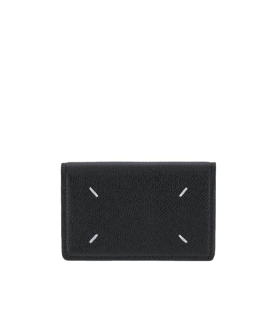 Maison Margiela Signature Stitch Leather Wallet In Black