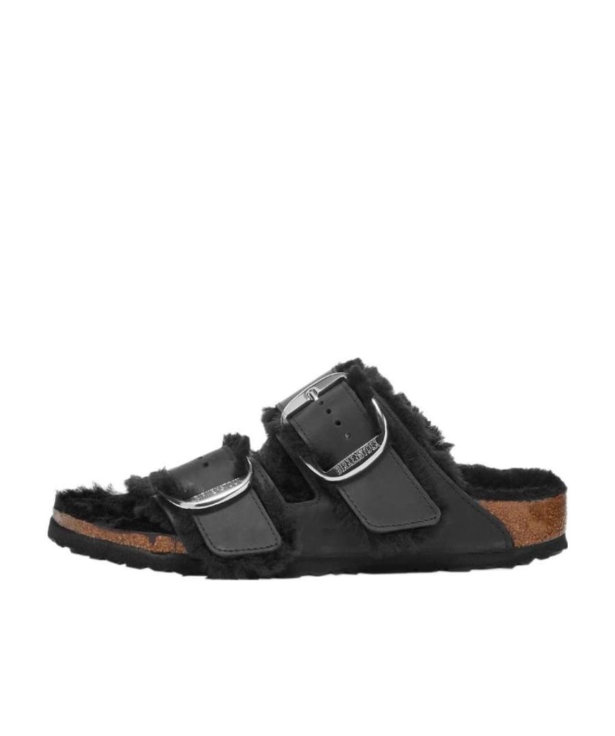 Shop Birkenstock Shearling-lined Double-strap Sandals In Black