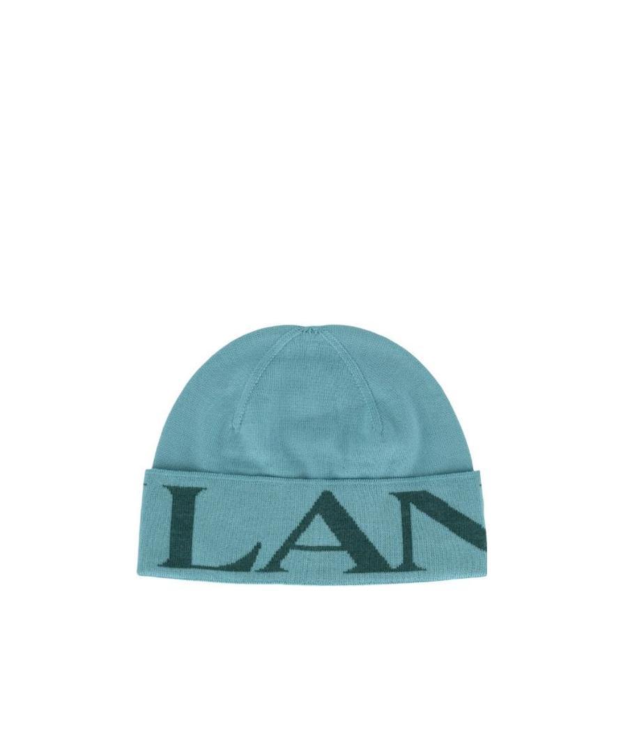 Lanvin Logo Knitted Hat In Blue