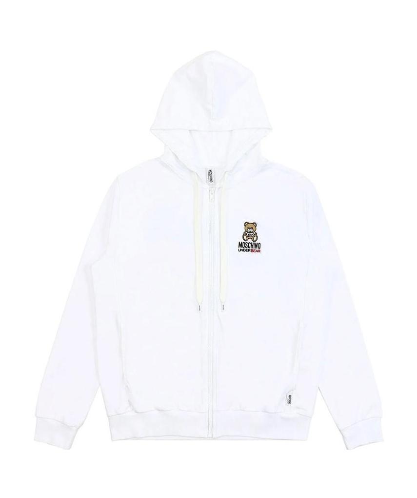 Moschino Hooded Zipper Casual Jacket In White