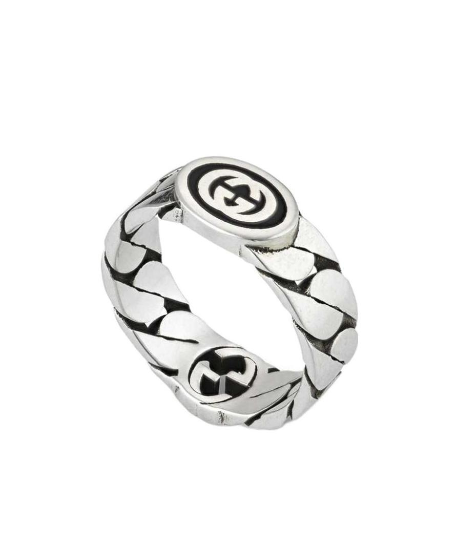 Gucci Logo Interlock Ring In White